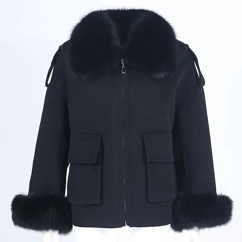 Alyssa - Fox Faur Cashmere Zipper Jacket