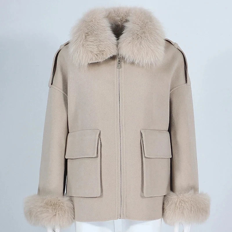 Alyssa - Fox Faur Cashmere Zipper Jacket