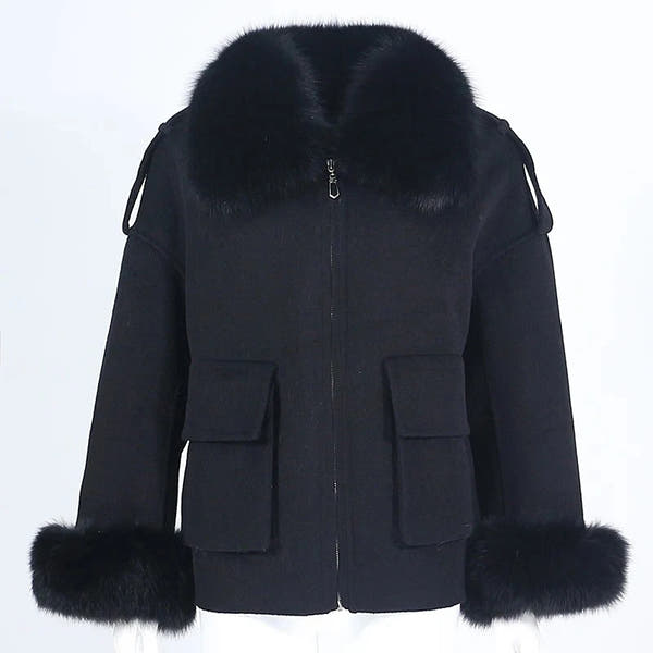 Alyssa - Fox Faur Cashmere Zipper Jacket