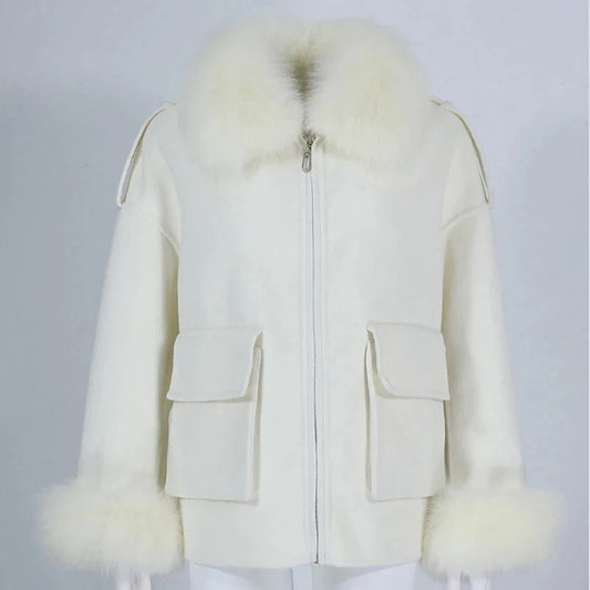 Alyssa - Fox Faur Cashmere Zipper Jacket
