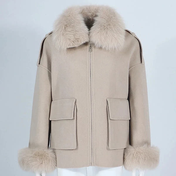 Alyssa - Fox Faur Cashmere Zipper Jacket